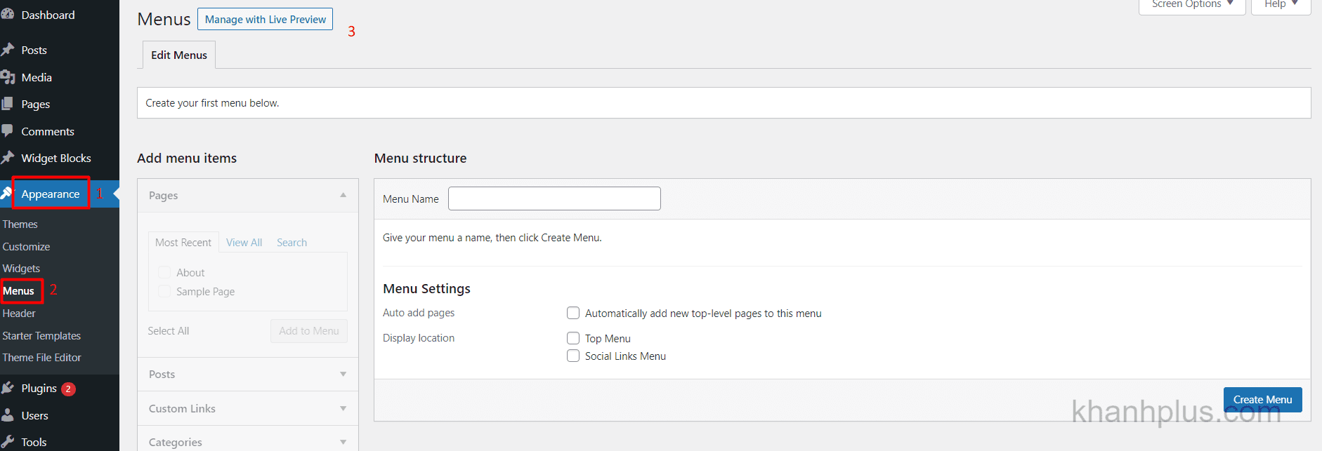 H ng d n c ch t o menu trong wordpress 2024 chi ti t 