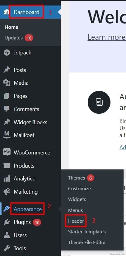 cách chỉnh sửa header trong wordpress