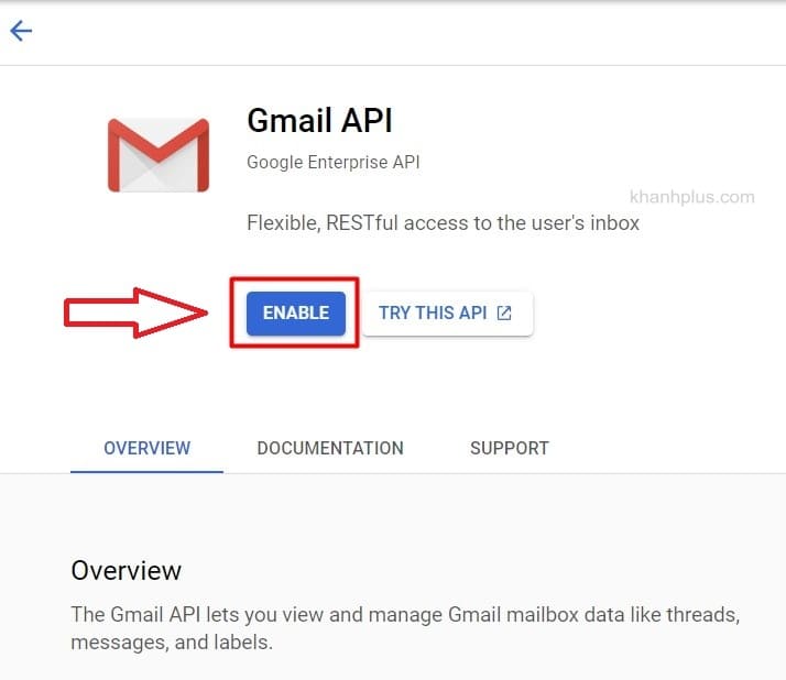 Bật Gmail API